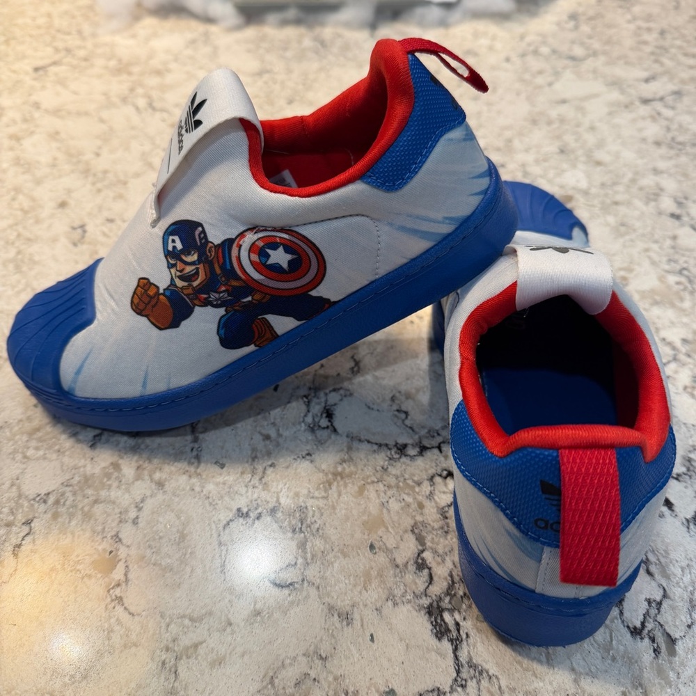 Adidas Kids Blue Captain America Sneakers size 1.5